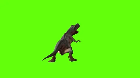 T-rex momma dinosaur raptor kill stand still green screen animation 3D r Stockbeeldmateriaal 280933048