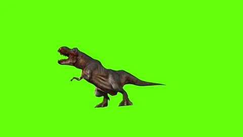 T-rex momma dinosaur raptor kill stand still green screen animation 3D r Stock Footage 280933097