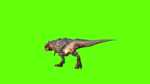 T-rex momma dinosaur run green screen animation 3D rendering Stock Footage 280933208