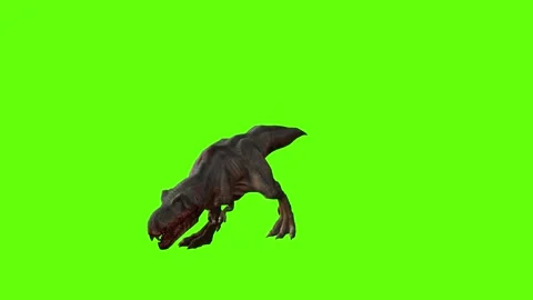 T-rex momma dinosaur run bite green screen animation 3D rendering Stock Footage 280933209