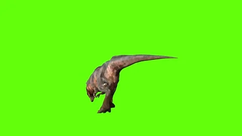 T-rex momma dinosaur run bite green screen animation 3D rendering Stock Footage 280933218