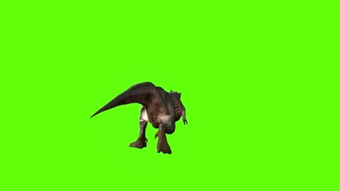 T-rex momma dinosaur run head butt  green screen animation 3D rendering Stock Footage 280934085