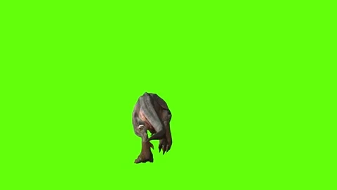 T-rex momma dinosaur sprint green screen animation 3D rendering Stock Footage 281142576