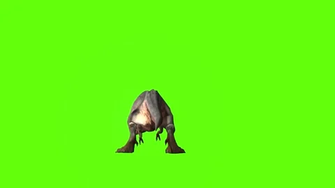 T-rex momma dinosaur step back green screen animation 3D rendering Stock Footage 281142950
