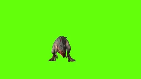 T-rex momma dinosaur turn 180 left green screen animation 3D rendering Stock Footage 281143532