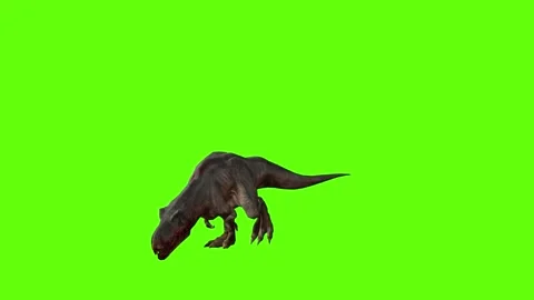 T-rex momma dinosaur walk bite green screen animation 3D rendering Stock Footage 281143847