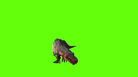 T-rex momma dinosaur walk bite left green screen animation 3D rendering Stock Footage 281143903