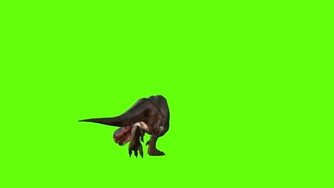 T-rex momma dinosaur walk bite left green screen animation 3D rendering Stock Footage 281143921