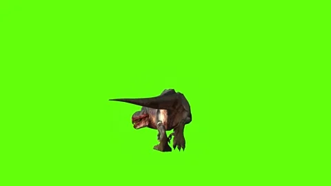 T-rex momma dinosaur walk turn 90 left green screen animation 3D renderi Stock Footage 281396824