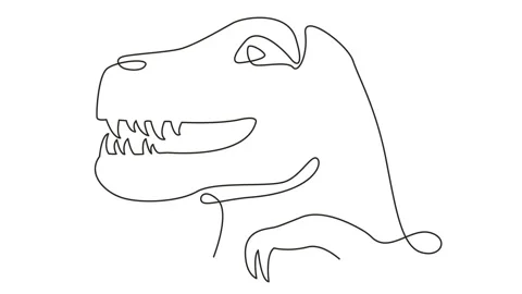 T-rex one line animation Stock Footage 207766841