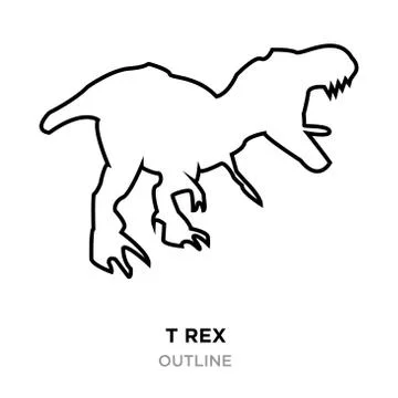 T rex outline on white background, vector illustration Stock Illustration