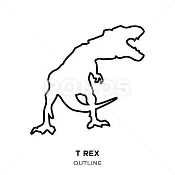 T rex outline on white background,roaring ~ Clip Art #88186599