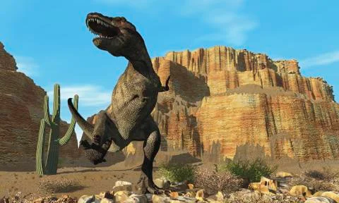 A T-Rex roars his defiance to all other dinosaurs in his territory. Stock Illustration