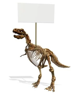T-Rex Skeleton with Blank Sign Stock Illustration