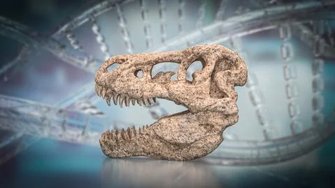 The T rex Skull for Education Or sci concept 3d Rendering. Stock Illustration