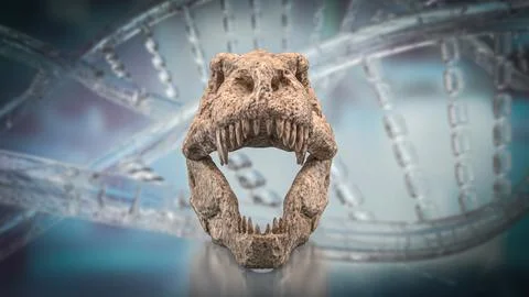 The T rex Skull for Education Or sci concept 3d Rendering. Stock Illustration