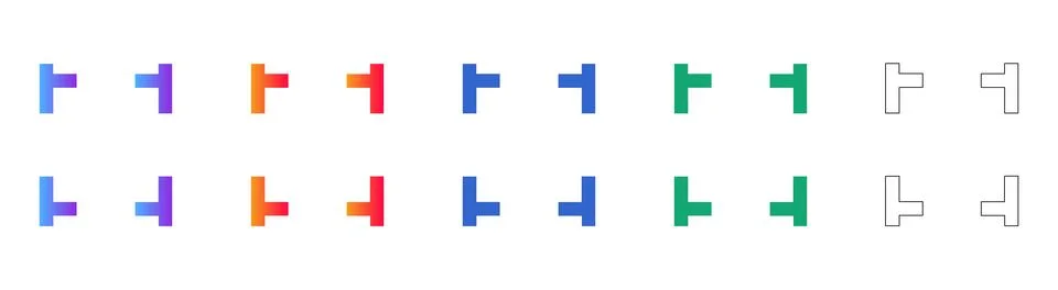 T Shape Layout Marker Icon Set Illustrazione stock