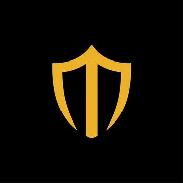 T shield logo vector gold color Stock Illustration