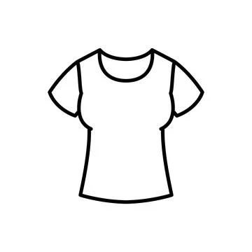 T-shirt clothes vector icon outline black EPS 10. Womens t-shirt illustration Stock Illustration