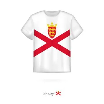 T-shirt design with flag of Jersey. Stock Illustration