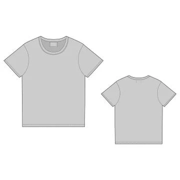 T-shirt design template. Front and back. Technical sketch unisex t shirt イラスト素材
