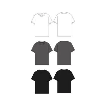 T-Shirt Flat Sketch Technical Drawing Vector Illustration Unisex Blank T-Shirt Stock Illustration