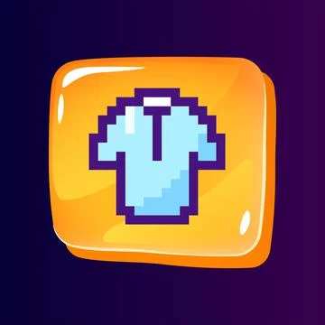 T shirt glossy ui button with pixelated color icon Stock Illustration