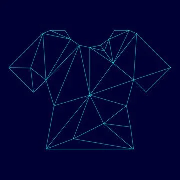 T-shirt low poly triangulation triangulated polygonal electric cyan blue vi.. Stock Illustration