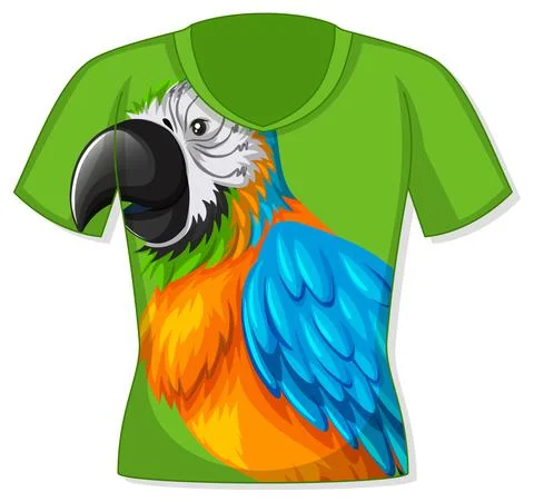 T-shirt with parrot bird pattern Illustrazione stock
