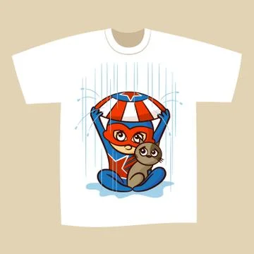 T-shirt Print Design Superhero Stock Illustration