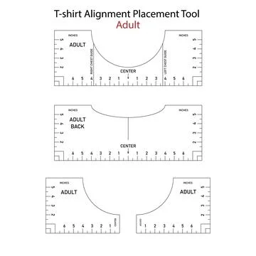 T shirt Ruler Vector Bundle. T-shirt Alignment Placement Tool Adult - front Stock Illustration
