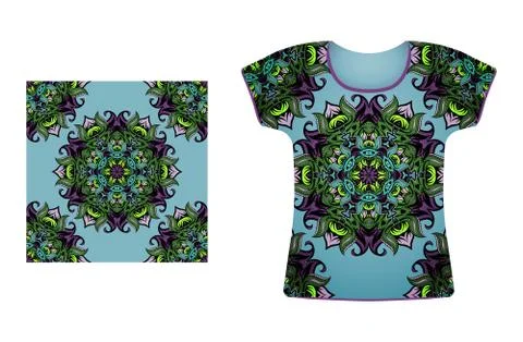 T-shirt with seamless pattern Ilustração Stock