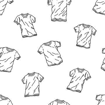 T-shirt Seamless Pattern vector polo Doodle wallpaper background isolated white 스톡 일러스트