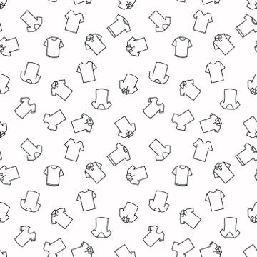 T-shirt seamless vector pattern in outline style Stock Illustration