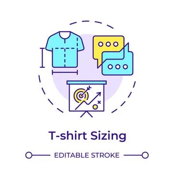 T-shirt sizing multi color concept icon Stock Illustration