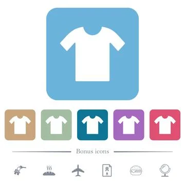T-shirt solid flat icons on color rounded square backgrounds Stock Illustration