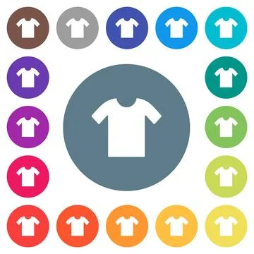 T-shirt solid flat white icons on round color backgrounds 库存插图