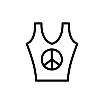 T shit, peace icon. Simple line, outline vector elements of flower children Stock Illustration
