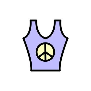 T shit, peace icon. Simple color with outline vector elements of flower children Stock Illustration
