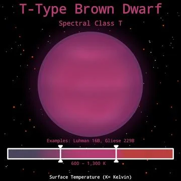 T-Type Brown Dwarf Infographic (Cool Brown Dwarf) Stock Illustration