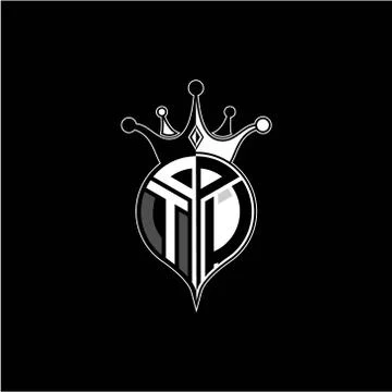 T U circle monogram logo emblem style with clown crown shape vector decoratio Stock Illustration