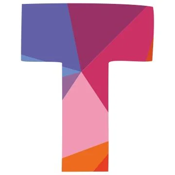 T vector low poly wrapping surface pastel alphabet letter Stock Illustration