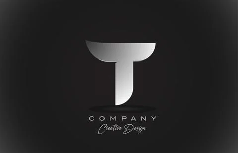 T white gradient alphabet letter logo icon with black background. Creative de Stock Illustration