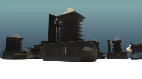 T180 folding camera circle loop looping cg cgi Stock Footage 686211