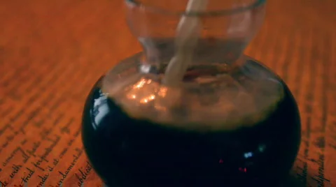 T191 ink quil quill Stock Footage