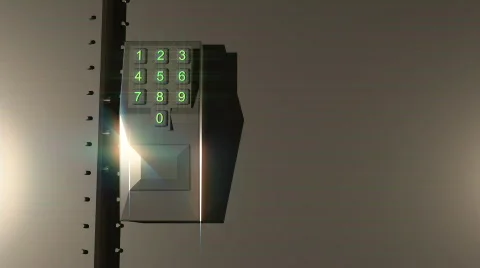 T192 keypad lock entry way entrance unlock door safe white bg Stock Footage 736647