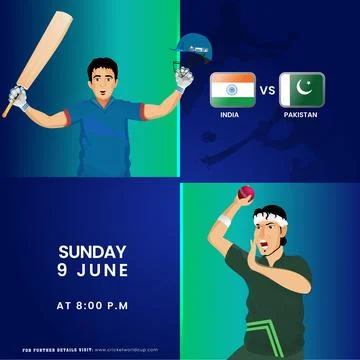 T20 Cricket Match Between India VS Pakistan Team with Batter Player, Bowler.. Stock Illustration