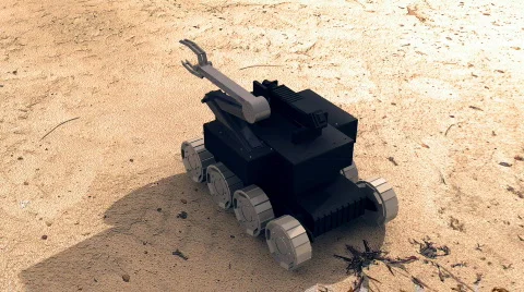 T200 mars robot bomb robot iraq desert CG CGI loop looping 2 Video stock 779021