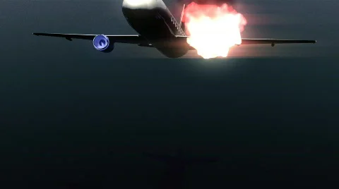 T204 crashing plane aircraft on fire passanger jet crash Stock Footage