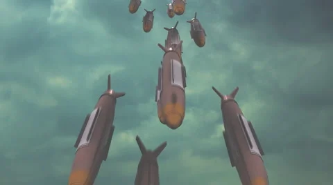 t300 bombs falling from the sky bomb awa | Stock Video